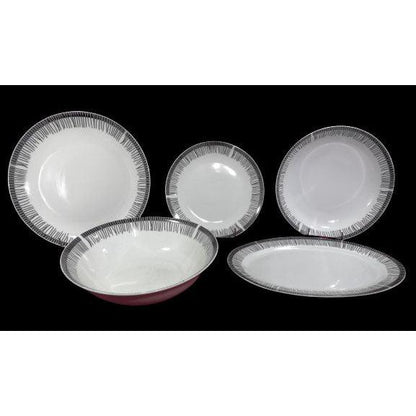 Σετ Κουπέ Πιάτα Φαγητού 20 Τμχ Πορσελάνη Λευκό/Γκρι Σχέδια