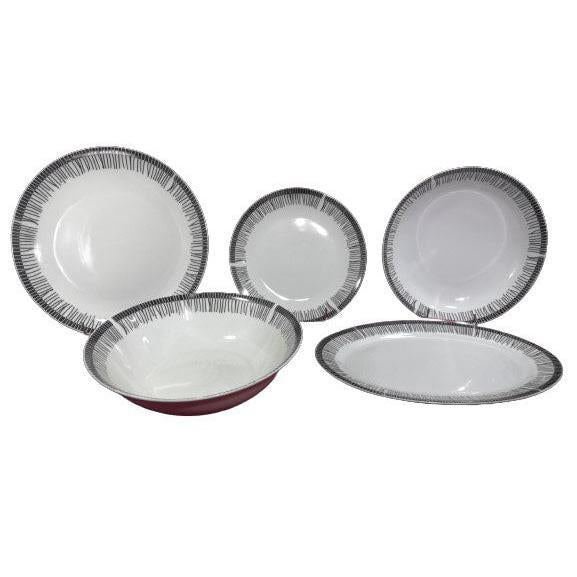 Σετ Κουπέ Πιάτα Φαγητού 20 Τμχ Πορσελάνη Λευκό/Γκρι Σχέδια