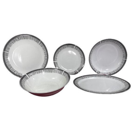 Σετ Κουπέ Πιάτα Φαγητού 20 Τμχ Πορσελάνη Λευκό/Γκρι Σχέδια