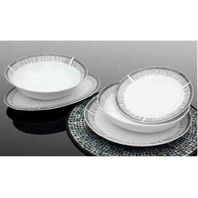 Σετ Κουπέ Πιάτα Φαγητού 20 Τμχ Πορσελάνη Λευκό/Γκρι Σχέδια