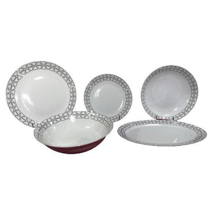 Σετ Κουπέ Πιάτα Φαγητού 20 Τμχ Πορσελάνη Λευκό/Γκρι Σχέδια