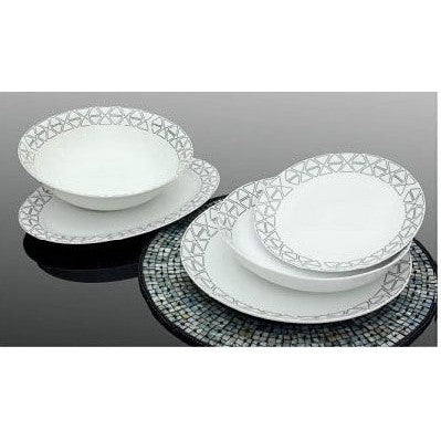 Σετ Κουπέ Πιάτα Φαγητού 20 Τμχ Πορσελάνη Λευκό/Γκρι Σχέδια