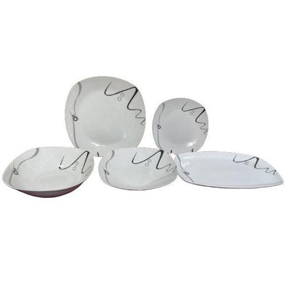 Σερβίτσιο Φαγητού Πορσελάνης 20 Τεμαχίων Λευκό με Αφηρημένες Γραμμές