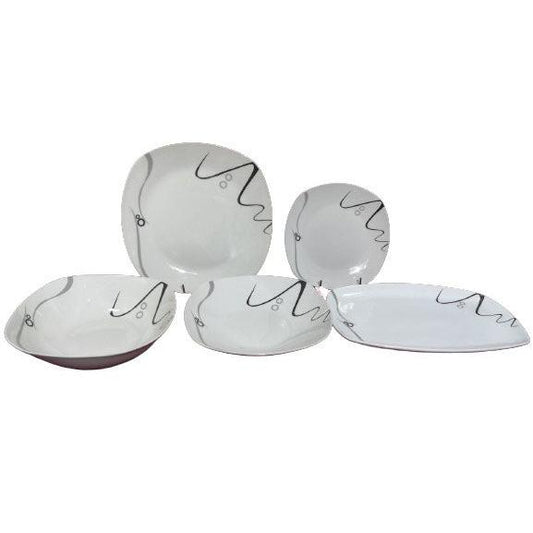 Σερβίτσιο Φαγητού Πορσελάνης 20 Τεμαχίων Λευκό με Αφηρημένες Γραμμές