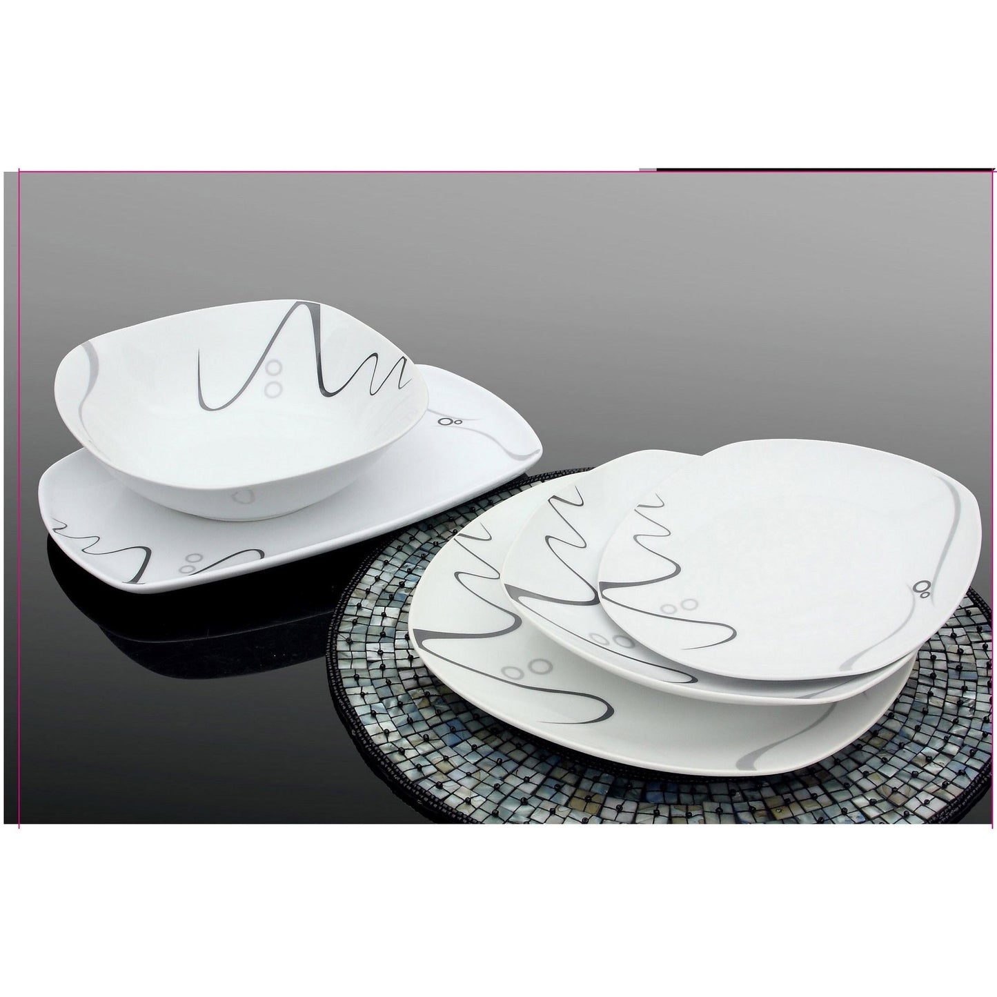 Σερβίτσιο Φαγητού Πορσελάνης 20 Τεμαχίων Λευκό με Αφηρημένες Γραμμές