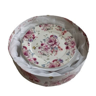 Σετ Πάστας & Πιατέλα 7 Tμχ Πορσελάνης σε Καπελιέρα Vintage Old Foley Bouquet