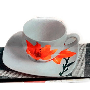 Φλυτζάνια Καφέ Πορσελάνης 6 Τεμαχίων με Διακοσμητικό Λουλούδι