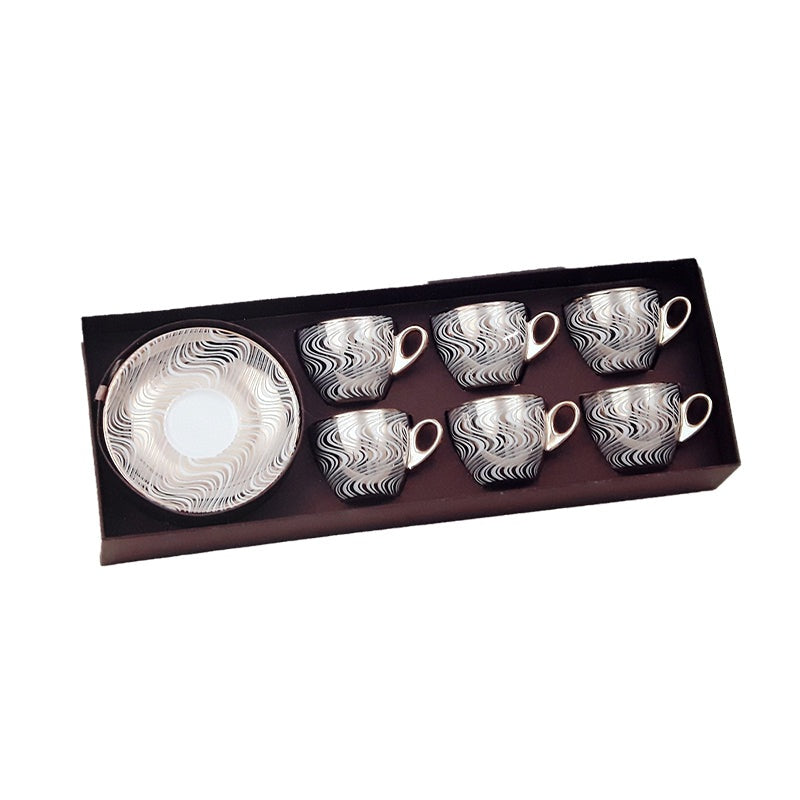 Σετ Φλυτζάνια Καφέ Πορσελάνης 6 Τεμ. Χρυσό/Λευκό