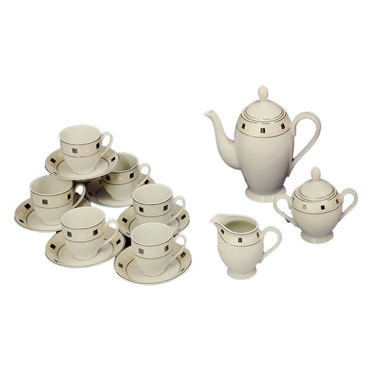 Σερβίτσιο Τσαγιού Πορσελάνης 15 Τεμ. Ασημί/Λευκό