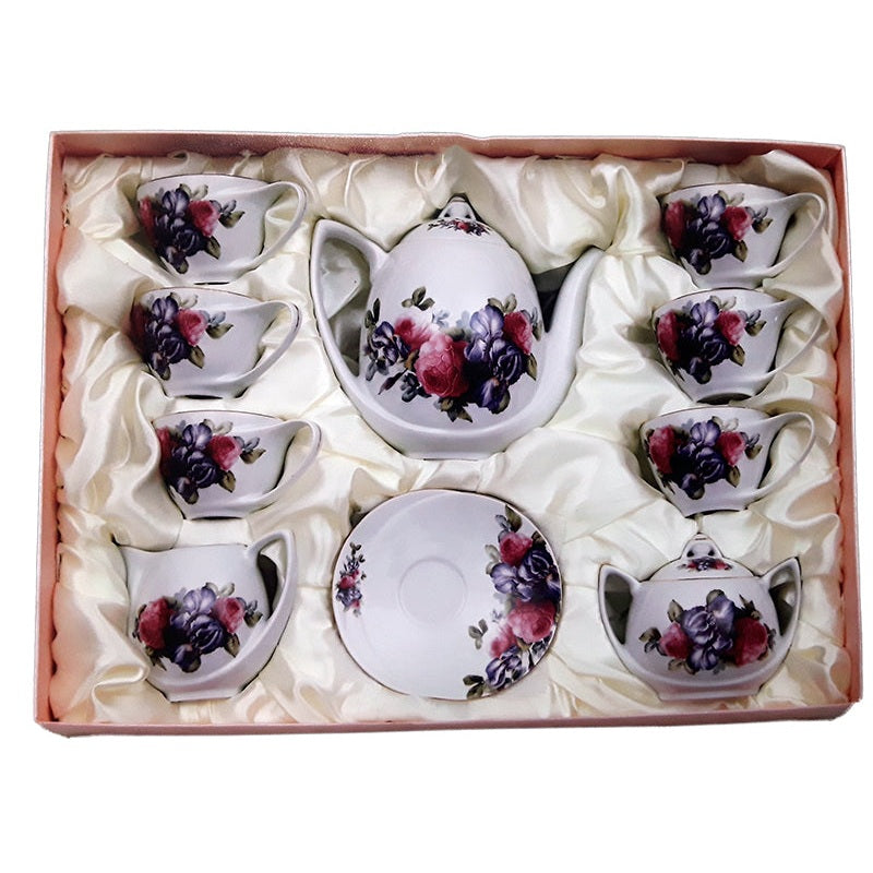 Σερβίτσιο Τσαγιού Πορσελάνης 15 Τεμ. Ροζ-Μοβ Λουλούδια