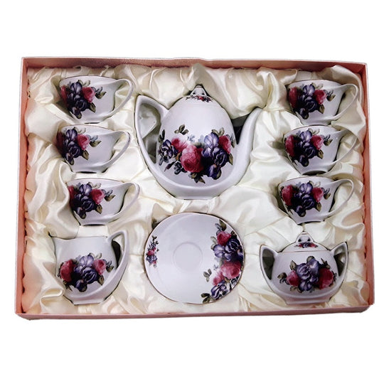 Σερβίτσιο Τσαγιού Πορσελάνης 15 Τεμ. Ροζ-Μοβ Λουλούδια