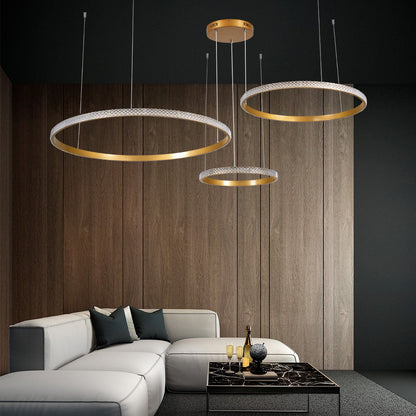 DIAMOND TRIO 61145 Μοντέρνο Κρεμαστό Φωτιστικό Οροφής LED 120W 14723lm 360° AC 220-240V IP20 Ρυθμιζόμενο Λευκό CCT με Χειριστήριο από 2700K έως 6000K Dimmable - Lumileds SMD Chip - Χρυσό Βούρτσας - Μ150 x Π150 x Υ60