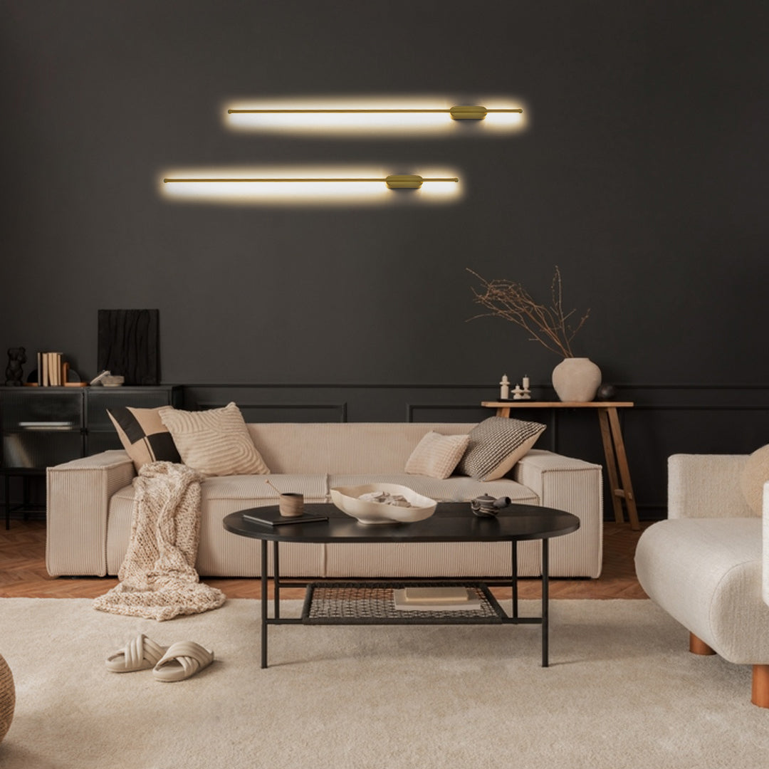 HARLEM 61336 Modern Wall Light - LED Wall Sconce 18W 2160lm 120° AC 220-240V IP20 Adjustable White CCT with On/Off 2700K/4500K/6000K - Lumileds SMD Chip - Brushed Gold - D5 x W4 x H120