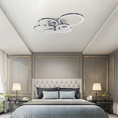 ROYAL-R 61324 Φωτιστικό Οροφής Design LED CCT 135W 16200lm 360° AC 220-240V - Εναλλαγή Φωτισμού μέσω Τηλεχειριστηρίου All In One Ψυχρό 6000k+Φυσικό 4500k+Θερμό 2700k Dimmable Μ80.5 x Π59 x Υ12cm - Νίκελ Χρώμιο