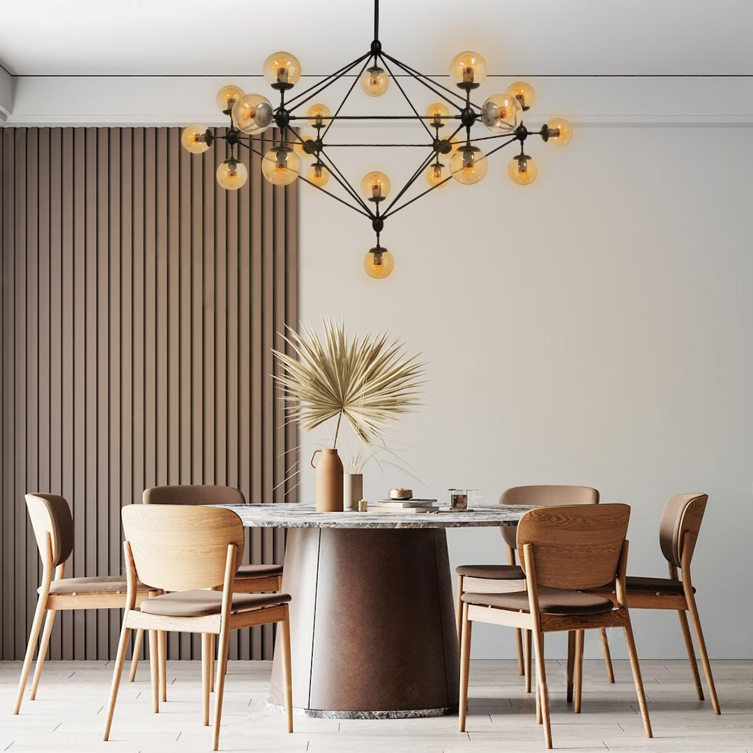 SENTINEL 01638 Μοντέρνο Φωτιστικό Οροφής με Ντουί 21 x E27 AC 220-240V IP20 - Μαύρο & Μελί - Μ170 x Π170 x Υ136