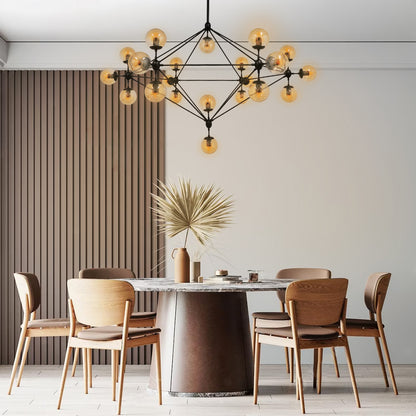 SENTINEL 01638 Μοντέρνο Φωτιστικό Οροφής με Ντουί 21 x E27 AC 220-240V IP20 - Μαύρο & Μελί - Μ170 x Π170 x Υ136