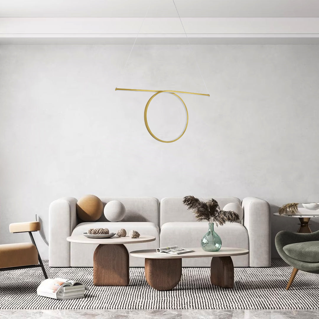 ROME 61297 Μοντέρνο Κρεμαστό Φωτιστικό Οροφής LED 24W 2640lm 200° AC 220-240V IP20 Ρυθμιζόμενο Λευκό CCT με On/Off 2700K/4500K/6000K - Lumileds SMD Chip - Χρυσό Βούρτσας - Μ65.5 x Π4 x Υ33