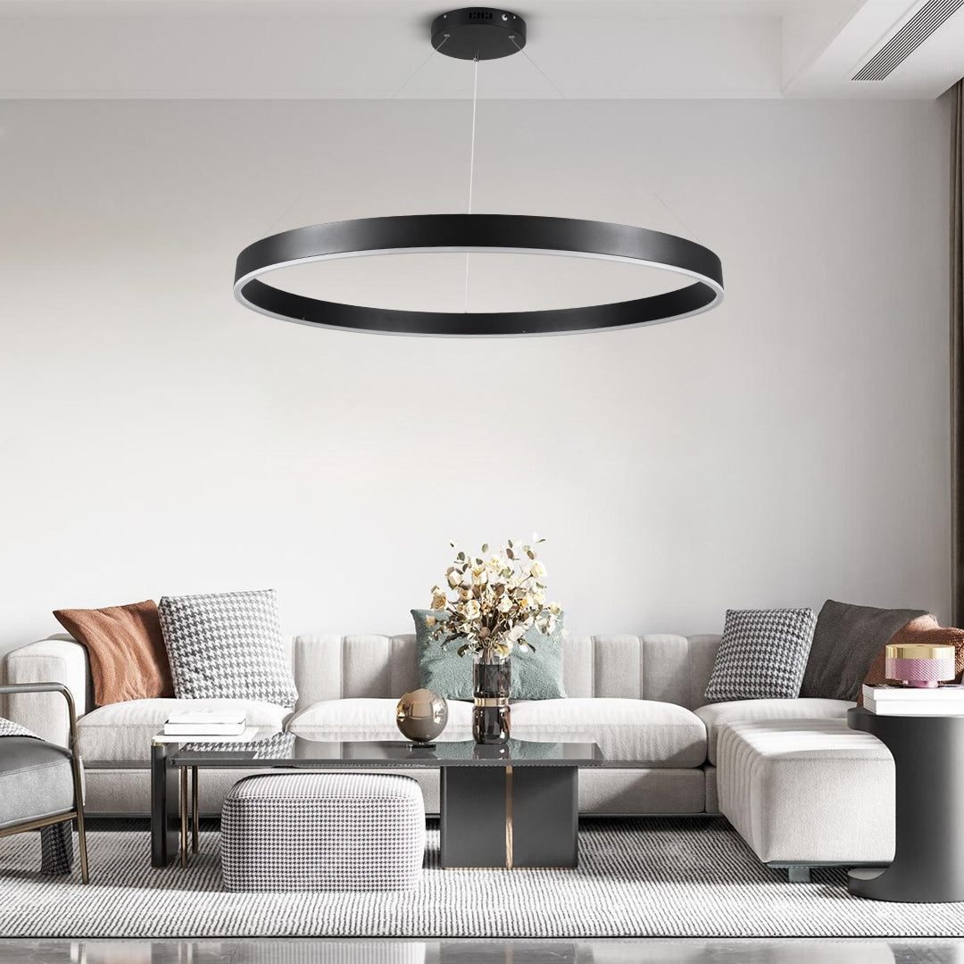 VENOM 61182 Μοντέρνο Κρεμαστό Φωτιστικό Οροφής LED 75W 8818lm 120° AC 220-240V IP20 Ρυθμιζόμενο Λευκό CCT με Χειριστήριο από 2700K έως 6000K Dimmable - Lumileds SMD Chip - Μαύρο Ματ - Μ100 x Π100 x Υ6.5