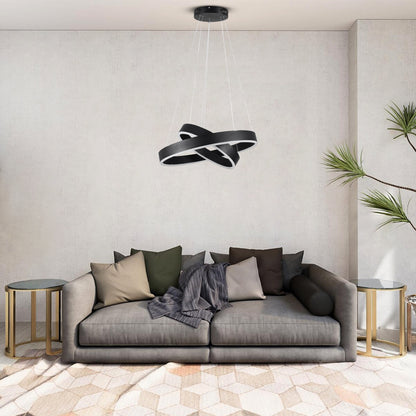 VENOM DUO 61185-DECO Μοντέρνο Κρεμαστό Φωτιστικό Οροφής LED 75W 8818lm 120° AC 220-240V IP20 Ρυθμιζόμενο Λευκό CCT με Χειριστήριο από 2700K έως 6000K Dimmable - Lumileds SMD Chip - Μαύρο - Μ60 x Π60 x Υ40