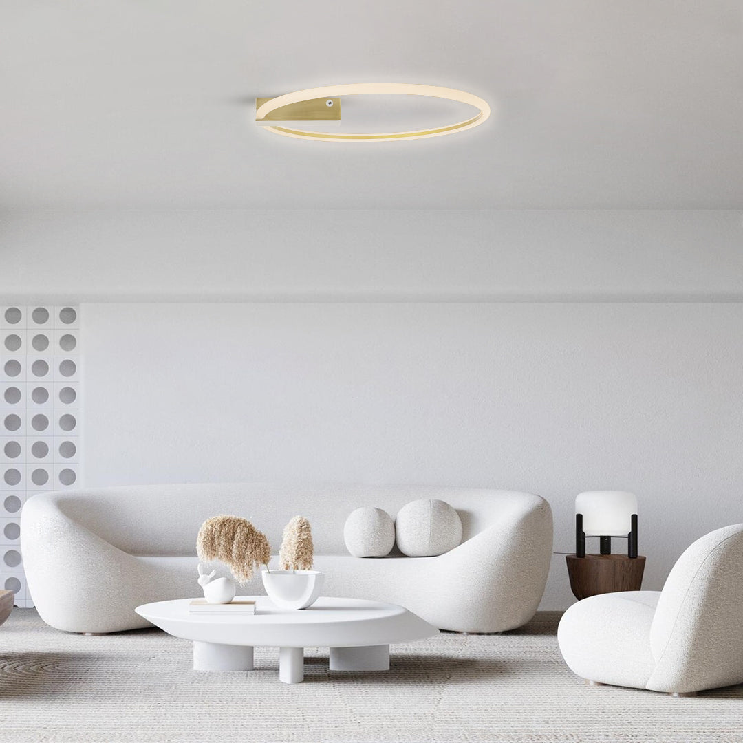 CINDERELLA 60982 Φωτιστικό Οροφής Δαχτυλίδι-Κύκλος LED CCT 30W 3360lm 360° AC 220-240V - Εναλλαγή Φωτισμού μέσω Τηλεχειριστηρίου All In One Ψυχρό 6000k+Φυσικό 4500k+Θερμό 2700k Dimmable Φ50cm - Χρυσό Βούρτσας