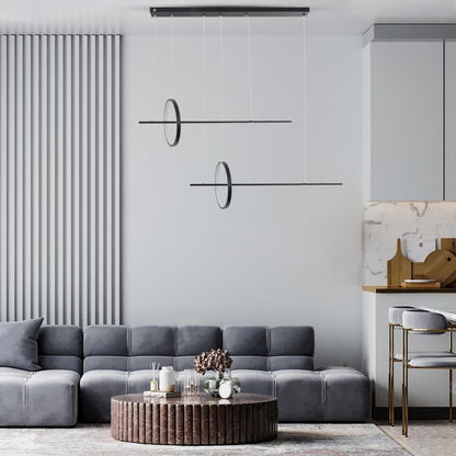 LINEARE 61290 Μοντέρνο Κρεμαστό Φωτιστικό Οροφής LED 67W 7504lm 300° AC 220-240V IP20 Ρυθμιζόμενο Λευκό CCT με Χειριστήριο από 2700K έως 6000K Dimmable - Lumileds SMD Chip - Μαύρο Ματ - Μ130 x Π25 x Υ60