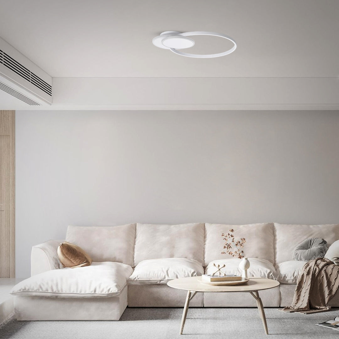 CIRCUO 61230 Μοντέρνο Φωτιστικό Οροφής LED 75W 8400lm 360° AC 220-240V IP20 Ρυθμιζόμενο Λευκό CCT με Χειριστήριο από 2700K έως 6000K Dimmable - Lumileds SMD Chip - Λευκό Ματ - Μ53 x Π42.5 x Υ9