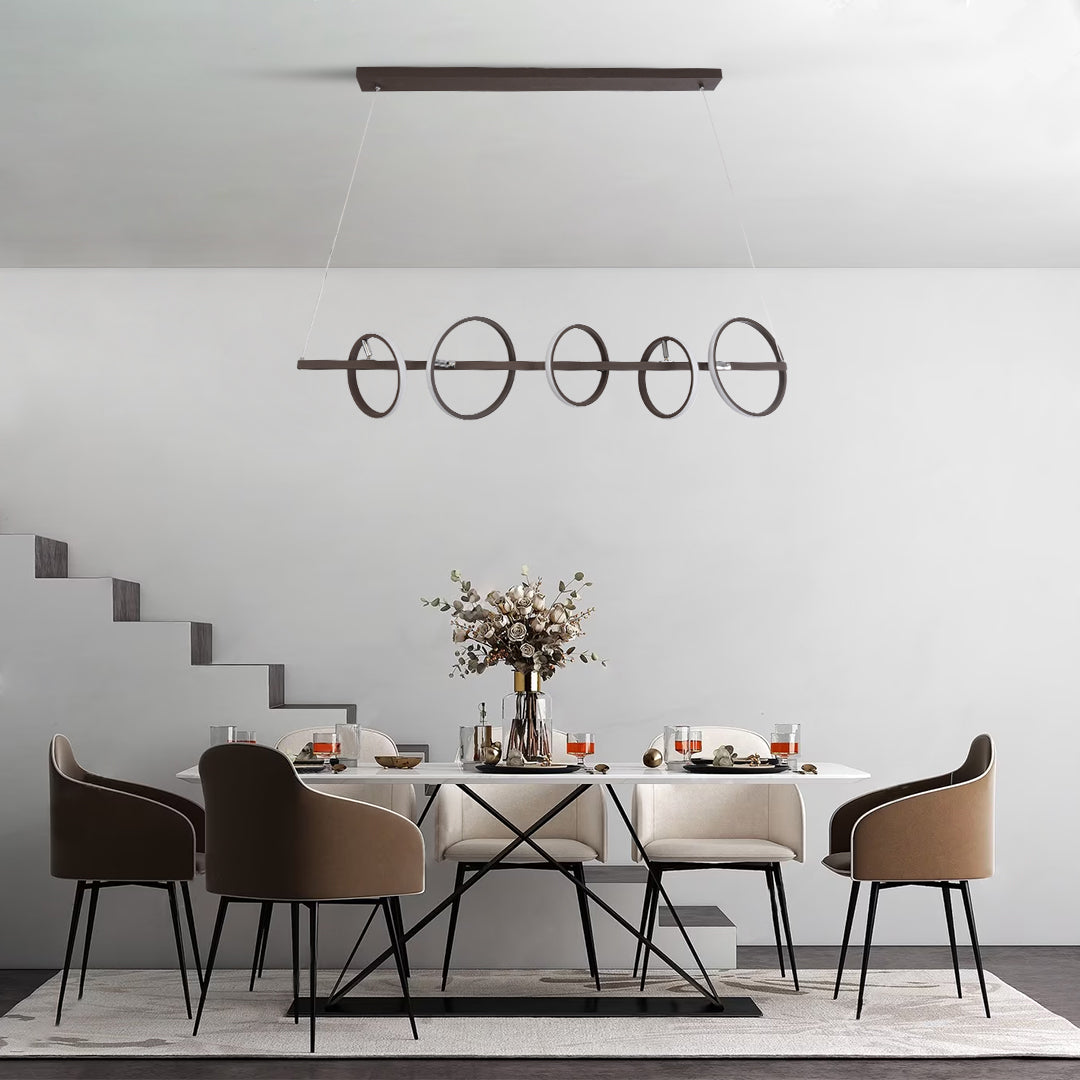 CIRCOLARE 61321 Κρεμαστό Φωτιστικό Οροφής Design LED CCT 75W 8400lm 360° AC 220-240V - Εναλλαγή Φωτισμού μέσω Τηλεχειριστηρίου All In One Ψυχρό 6000k+Φυσικό 4500k+Θερμό 2700k Dimmable Μ120 x Π25 x Υ25cm - Καφέ