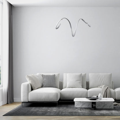 SPIRALE 61285 Κρεμαστό Φωτιστικό Οροφής Design LED CCT 75W 8400lm 300° AC 220-240V - Εναλλαγή Φωτισμού μέσω Τηλεχειριστηρίου All In One Ψυχρό 6000k+Φυσικό 4500k+Θερμό 2700k Dimmable Μ72 x Π25 x Υ30cm - Νίκελ Ασημί Βούρτσας