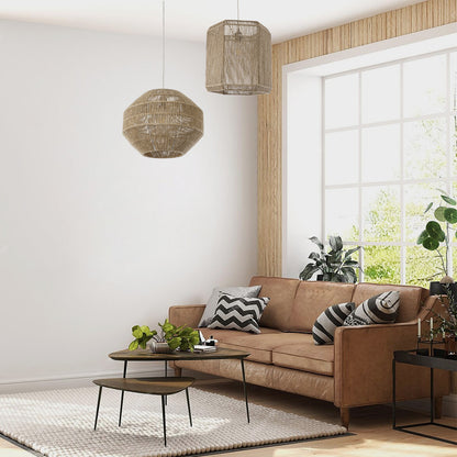 CAYMAN 00519 Boho Κρεμαστό Φωτιστικό Οροφής Μονόφωτο 1 x E27 AC220-240V IP20 - Φ40 x Υ40cm - Μπεζ Λεπτό Σχοινί Τριχιά Πλέγμα