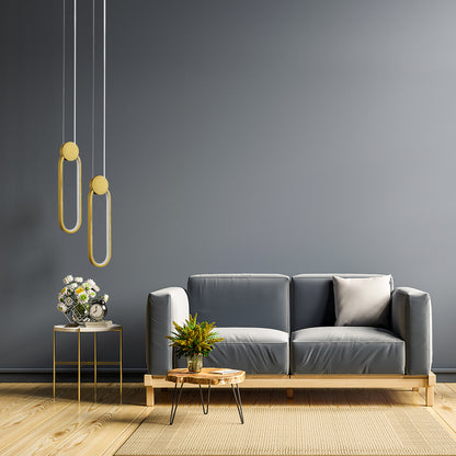 ILDI 61090 Κρεμαστό Φωτιστικό Οροφής Design LED CCT 12W 1440lm 300° AC 220-240V - Εναλλαγή Φωτισμού μέσω Διακόπτη On/Off All In One Ψυχρό 6000k+Φυσικό 4500k+Θερμό 2700k Μ10 x Π2.3 x Υ38cm - Χρυσό Βούρτσας