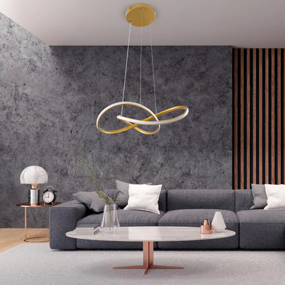 DEXTER 61051 Μοντέρνο Κρεμαστό Φωτιστικό Οροφής LED 72W 8064lm 300° AC 220-240V IP20 Ρυθμιζόμενο Λευκό CCT με Χειριστήριο από 2700K έως 6000K Dimmable - Lumileds SMD Chip - Χρυσό Βούρτσας - Μ56 x Π56 x Υ14