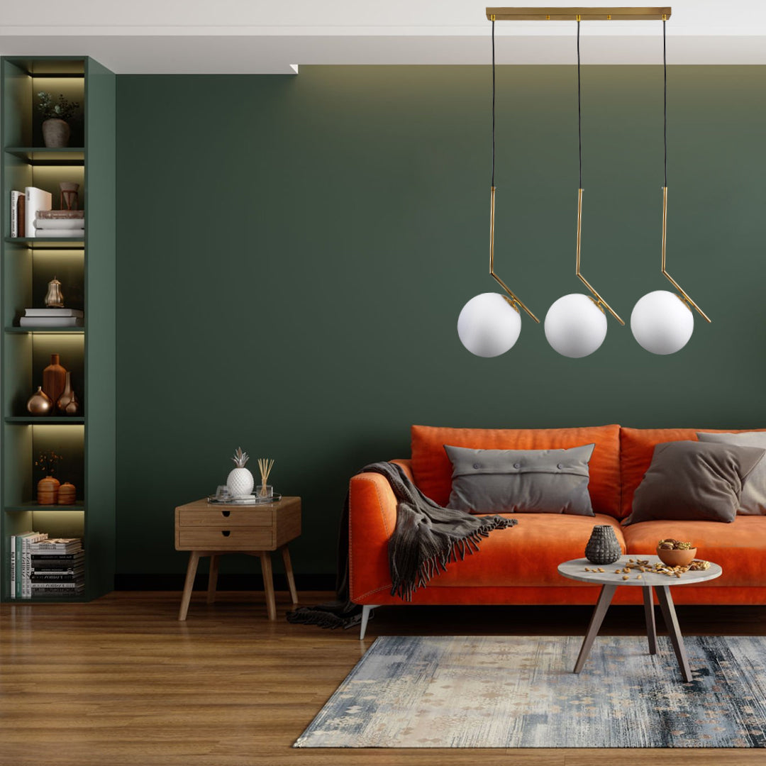 MONROE 00955 Μοντέρνο Κρεμαστό Φωτιστικό Οροφής με Ντουί 3 x E27 AC 220-240V IP20 - Χρυσό & Λευκό - Μ74 x Π25 x Υ50