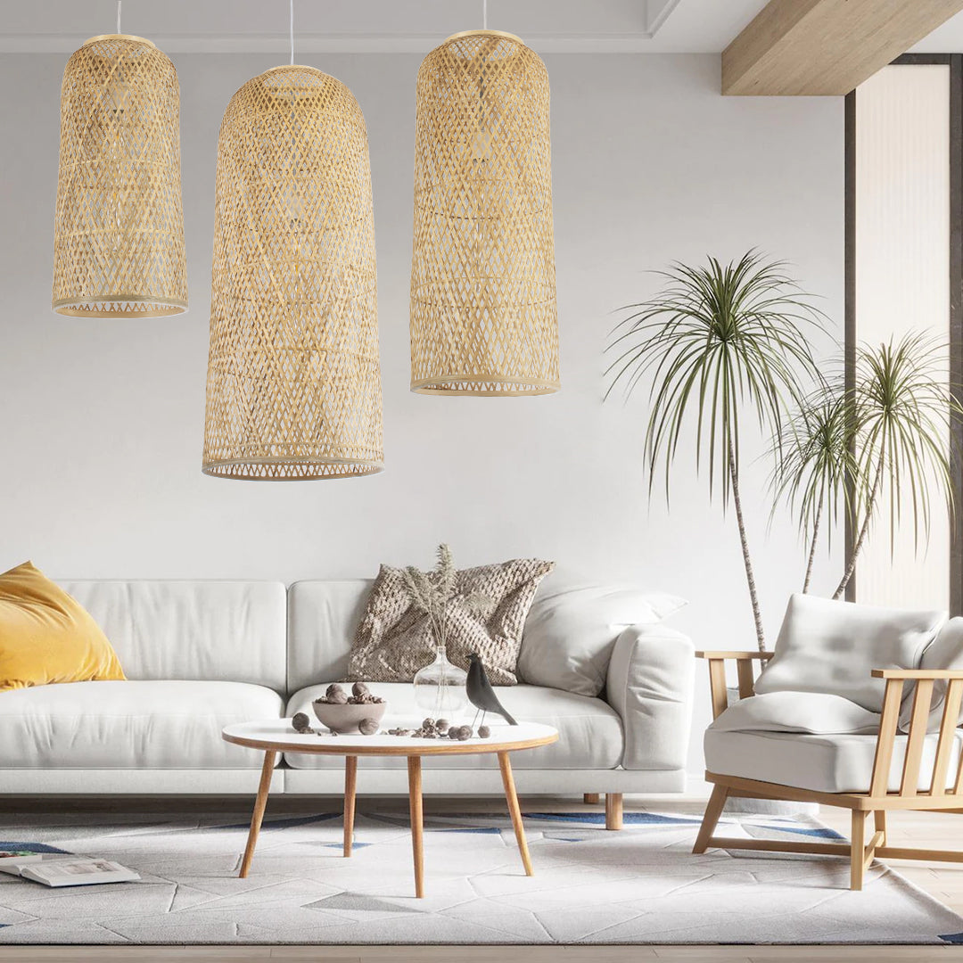 CALERO 01710 Boho Κρεμαστό Φωτιστικό Οροφής με Ντουί 1 x E27 AC 220-240V IP20 - Μπεζ - Μ25 x Π25 x Υ50