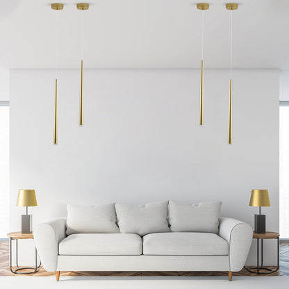 TEARS 61310 Κρεμαστό Φωτιστικό Οροφής Design LED CCT 3W 330lm 180° AC 220-240V - Εναλλαγή Φωτισμού μέσω Διακόπτη On/Off All In One Ψυχρό 6000k+Φυσικό 4500k+Θερμό 2700k Φ3.2 x Υ51.5cm - Χρυσό Βούρτσας