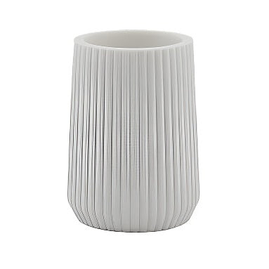 Ποτηροθήκη για Οδοντόβουρτσα Ρητίνης Ραβδωτή Λευκή 8x8x11