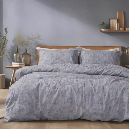 Duvet Cover Set King Size Art 12212 Jasmine 100% Cotton Sateen 300tc 220x240cm Gray