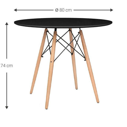 Τραπέζι Fiorino Round Μαύρο 80x80x74
