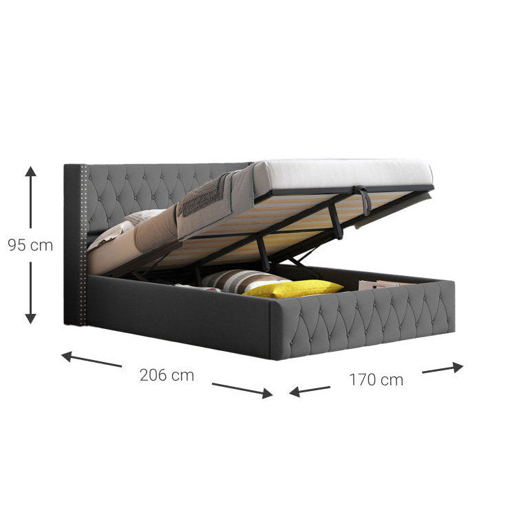 Επενδυμένο Κρεβάτι Zenmor Γκρι 206x170x95