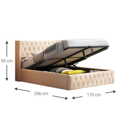 Επενδυμένο Κρεβάτι Zenmor Μπεζ 206x170x95
