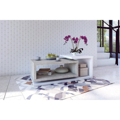 Τραπεζάκι Σαλονιού Bron Plus Γκρι-Λευκό 120x60x40