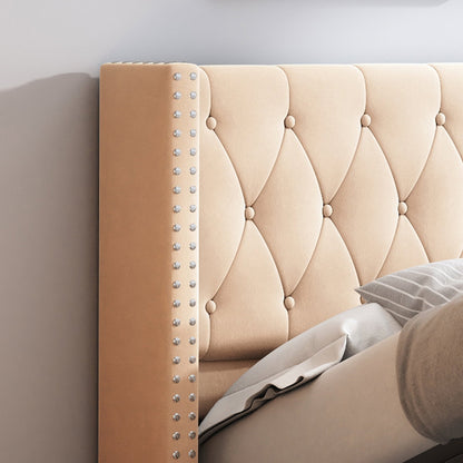 Επενδυμένο Κρεβάτι Zenmor Μπεζ 206x170x95