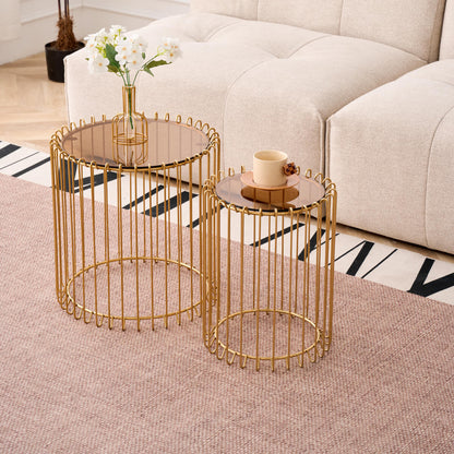 Temporal Lite Coffee Tables Gold 45x45x46