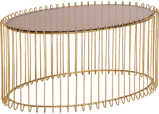 Τραπεζάκι Σαλονιού Temporal Oval Χρυσό 90x60x40.5