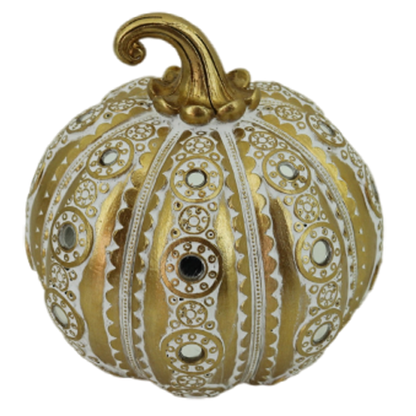 Διακοσμητική Πολυεστερική Κολοκύθα Χρυσή-Ασημί 14x14x14