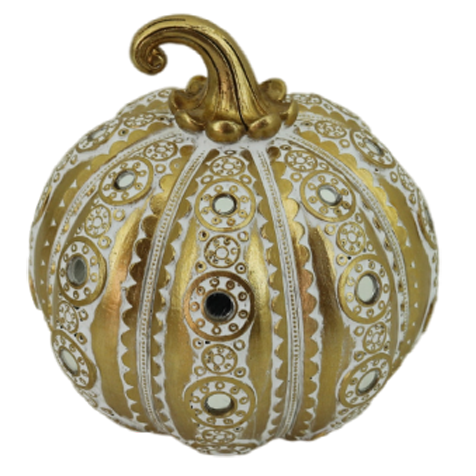 Διακοσμητική Πολυεστερική Κολοκύθα Χρυσή-Ασημί 14x14x14