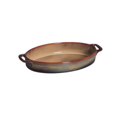 Πυρίμαχο Mπεζ/Καφέ Οβάλ Σκεύος με Προστατευτικά Χερούλια 44εκ