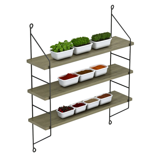 ACHALA WALL SHELF MELAMINE OLIVE GREY 60x15x68