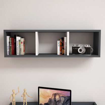 MELAMINE WALL SHELF GREY & WHITE 90x22x25.6