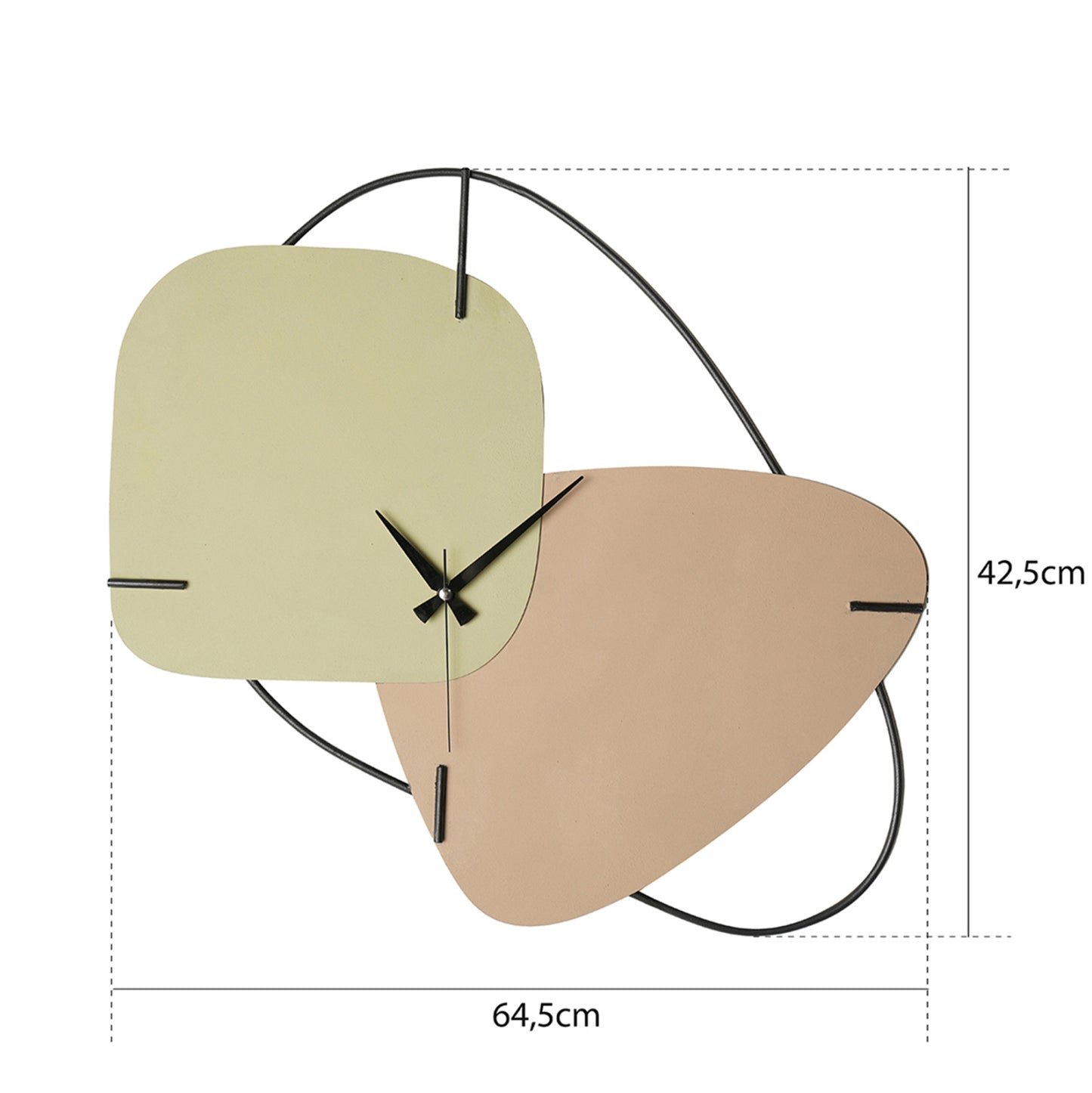METAL WALL CLOCK IN LIGHT GREEN & LIGHT BROWN 64.5x42.5cm