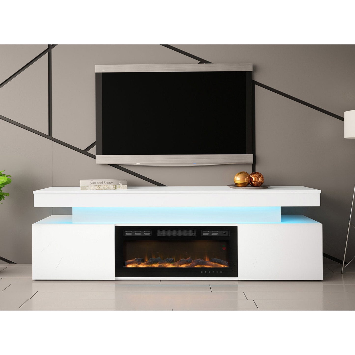 Έπιπλο Τηλεόρασης Glossa 2D 190 Plus Λευκό Γυαλιστερό 190x41x59